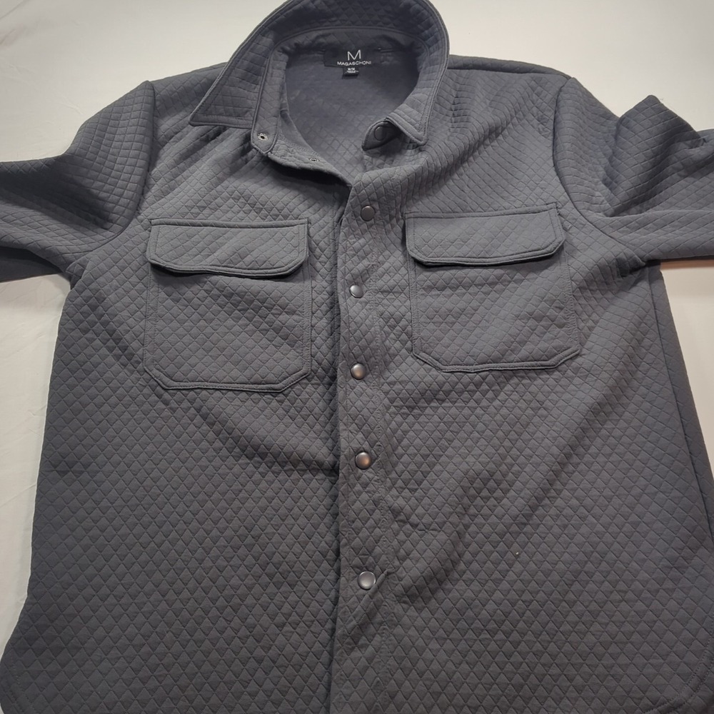 Magaschoni Button knit Stretch Blazer Womens Medium Jacket Dark‎ Gray 2 Pocket - Picture 3 of 7